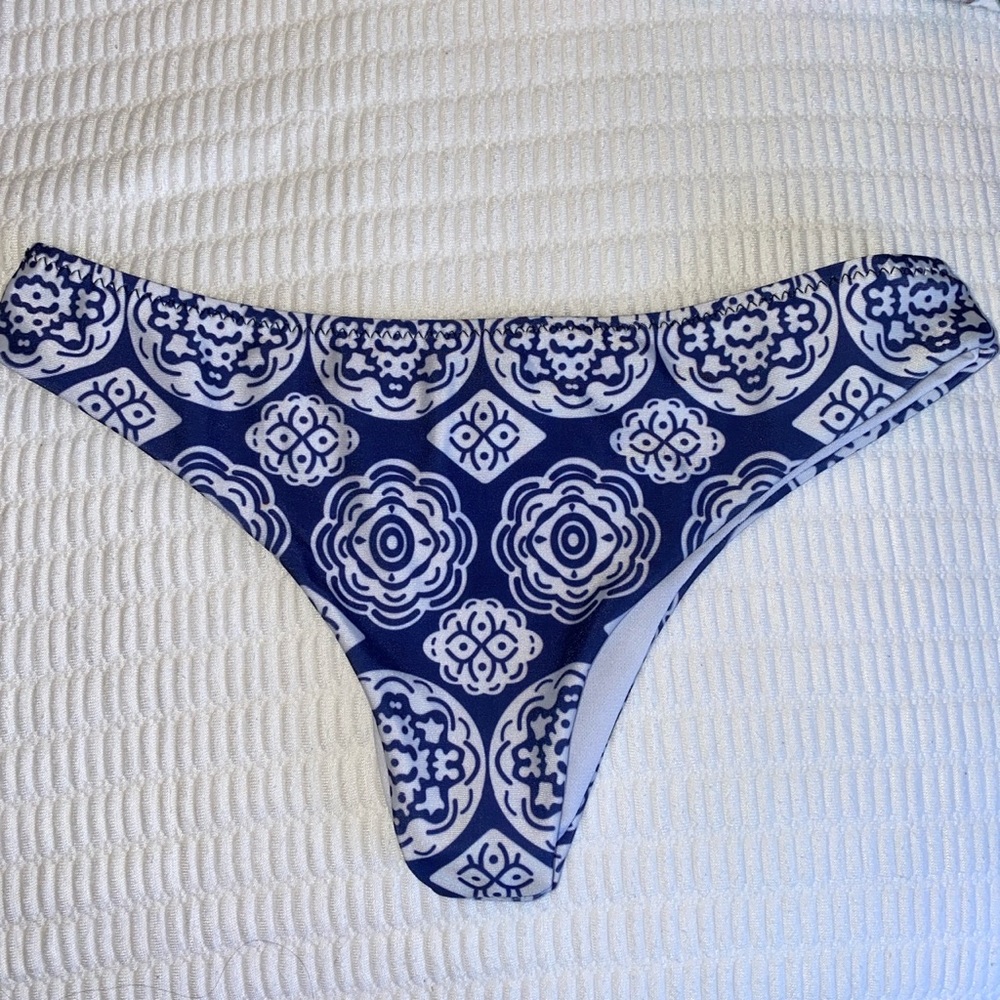 Blue and white bikini bottoms